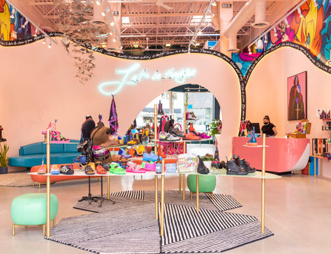 The colourful Fluevog store in Kitsilano, Vancouver.