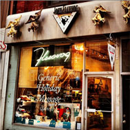 Storefront of the first Fluevog Toronto store located on Queen Street.