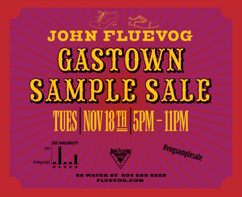 Gastown Sample Sale is Tuesday Nov 18th