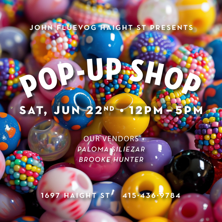 John Fluevog Haight St presents: Pop-Up Shop. Saturday, June 22nd, 12pm-5pm. Our vendors: Paloma Siliezar, Brooke Hunter. 1697 Haight St. 415-436-9784.