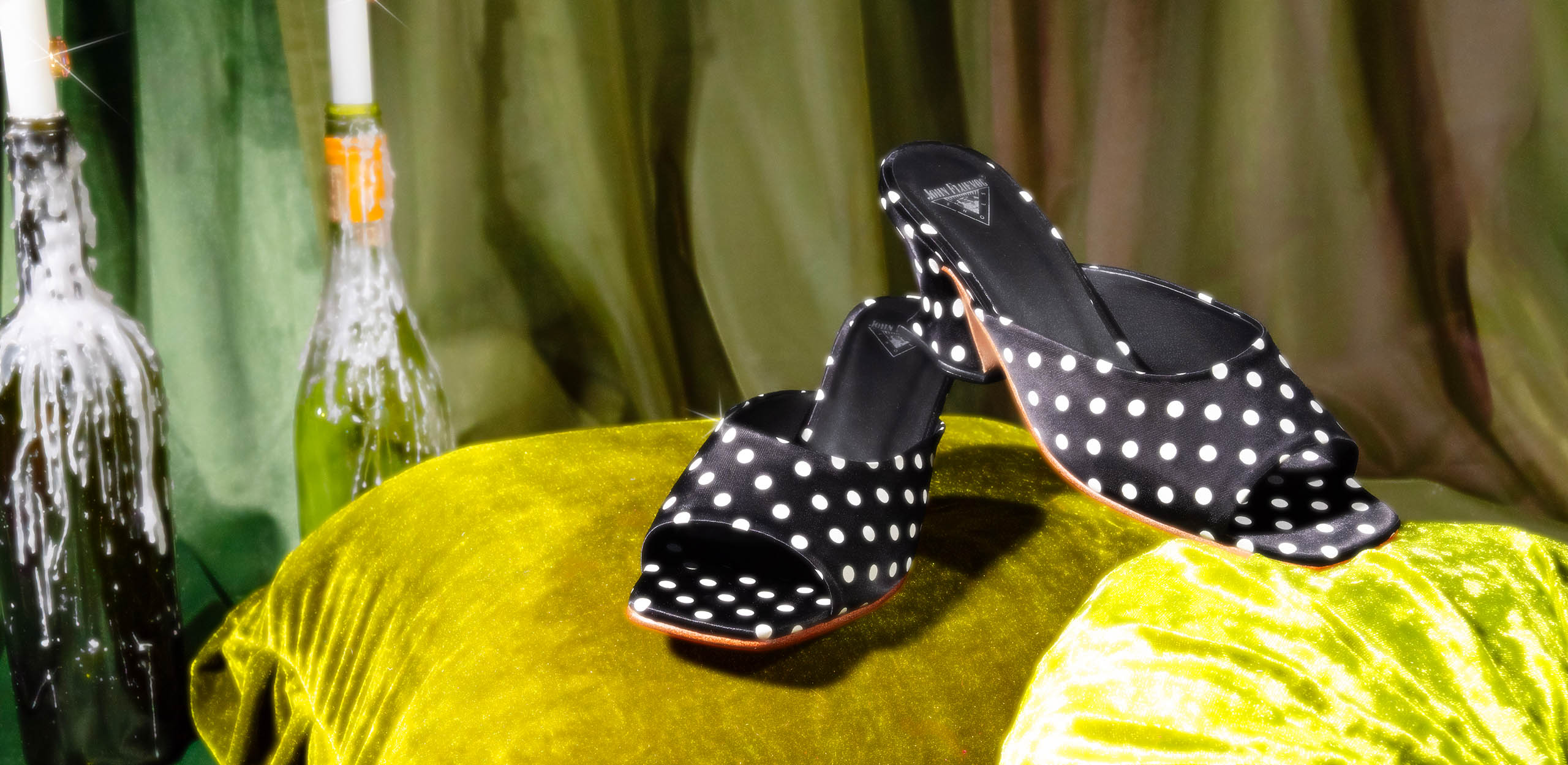 The Super Fine Jesterette open-toe mule heels